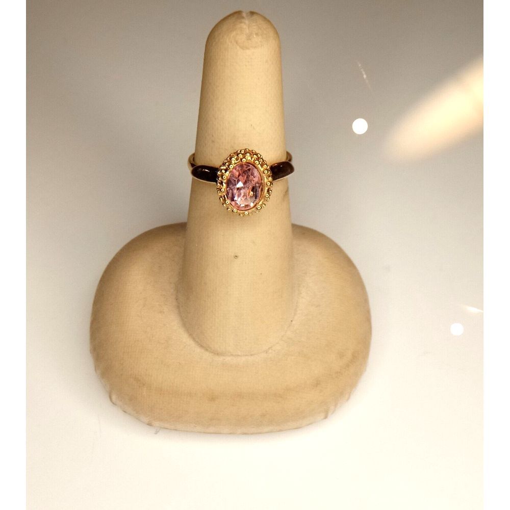 Size‎ 7 Pink Gold Tone Pink Oval Rhinestone Ring